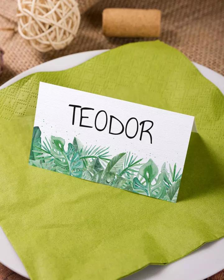 Jmenovky na oslavu v přírodním Greenery stylu 2/3