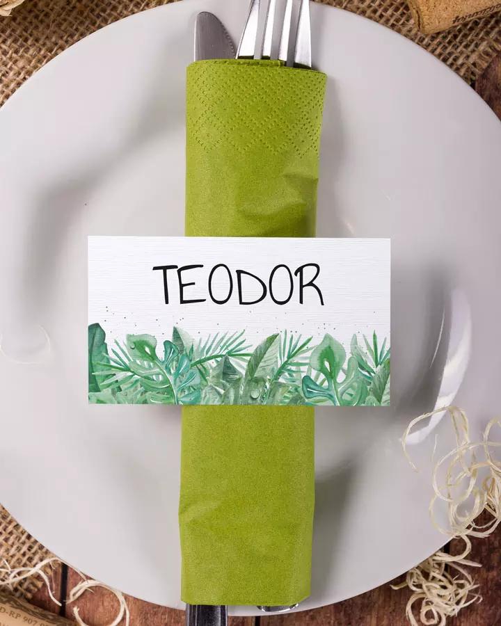 Jmenovky na oslavu v přírodním Greenery stylu 1/3