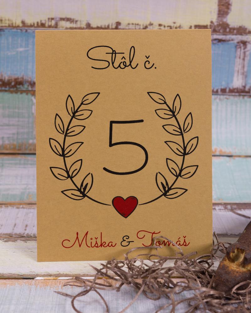 Svatební číslování stolů – Kraft světlá 1/3
