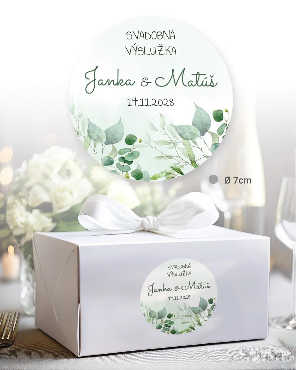Svatební samolepky na výslužky Greenery V. 3/4
