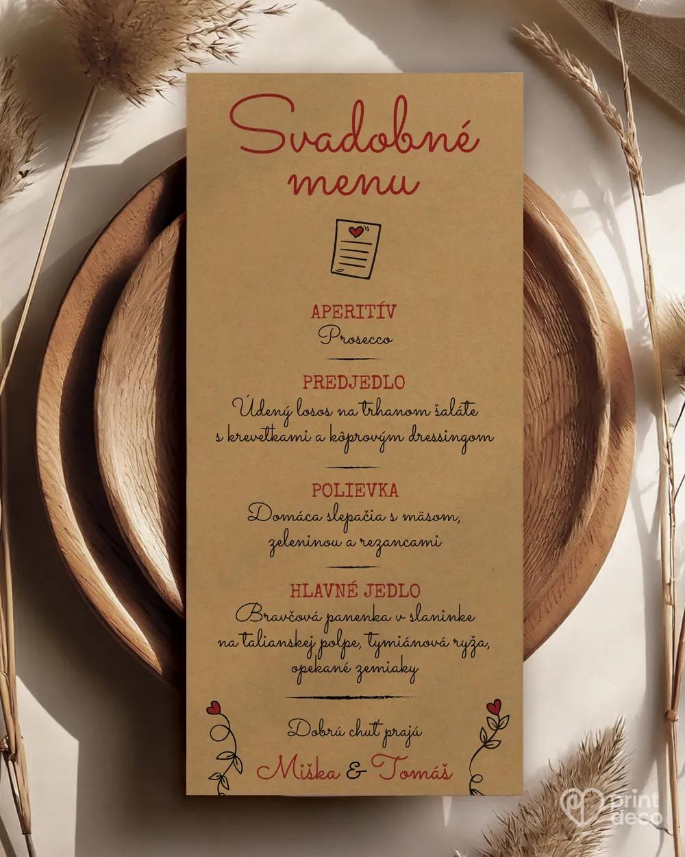 Jednoduché svadobné menu v kraft štýle 6/7