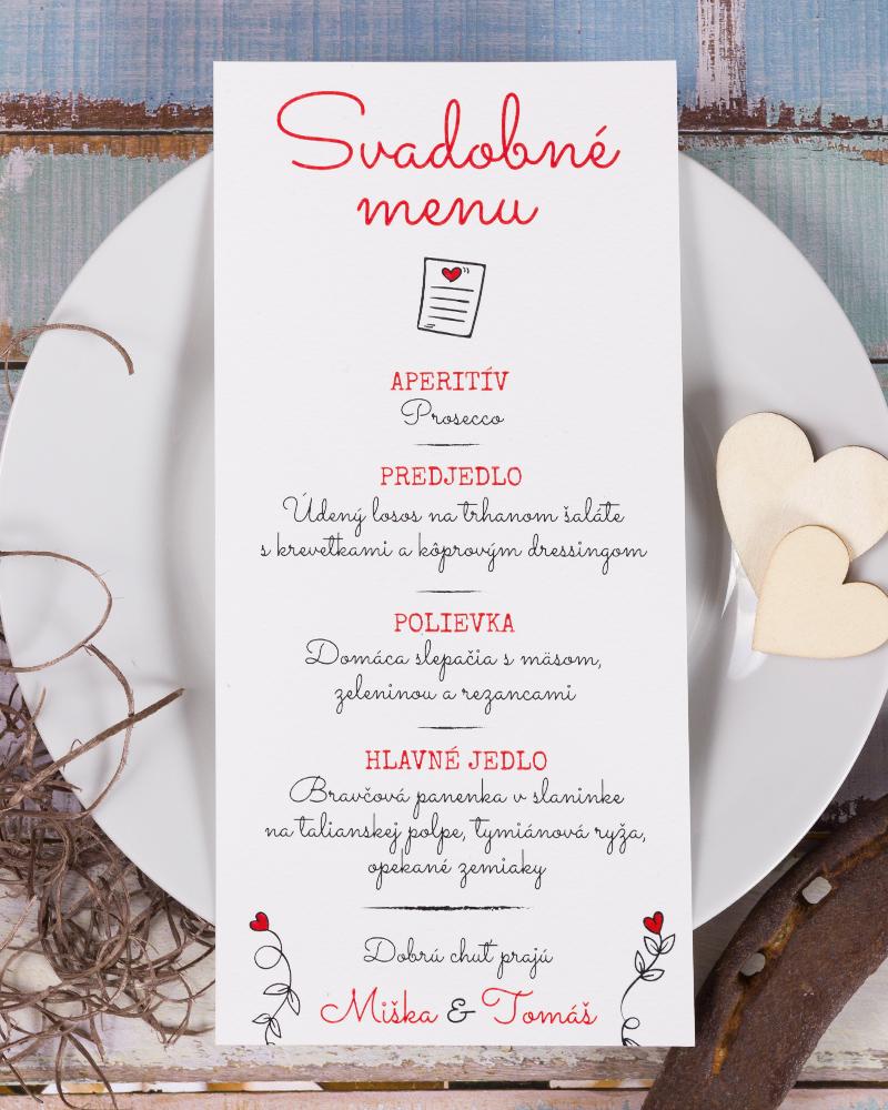 Jednoduché svadobné menu v kraft štýle 1/5