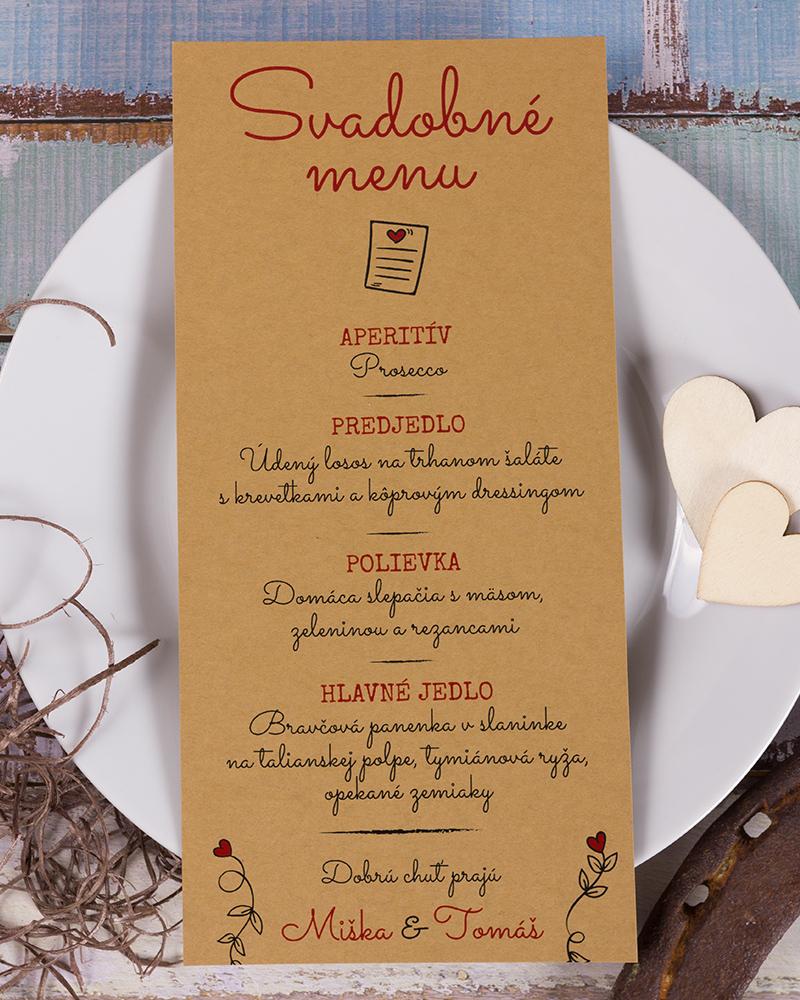 Jednoduché svadobné menu v kraft štýle 3/5