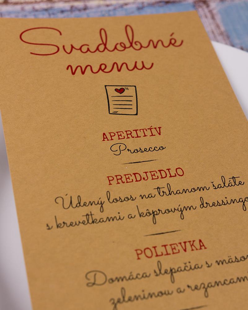 Jednoduché svadobné menu v kraft štýle 2/5