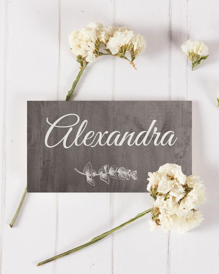 Svatební jmenovky se tmavým motivem luční květy 1/2