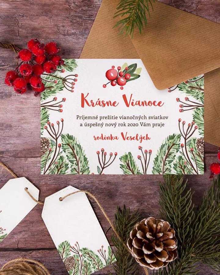 Vánoční pozdrav s přírodními větvičkami 1/3