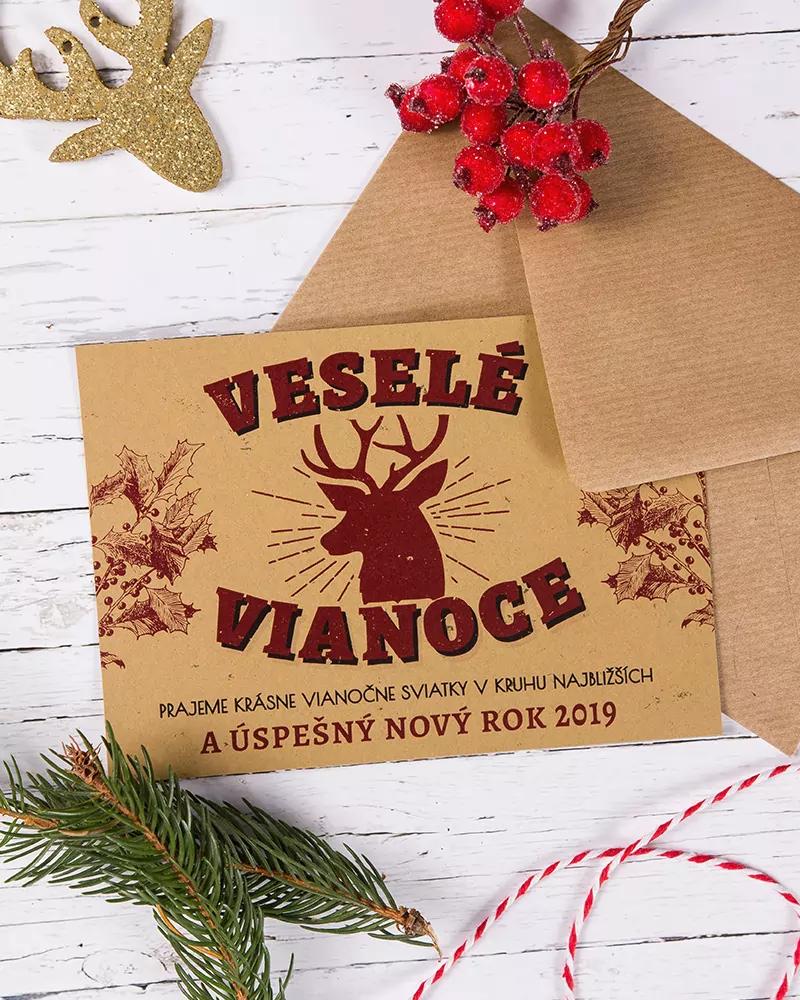 Vánoční pozdrav retro jelen 1/5