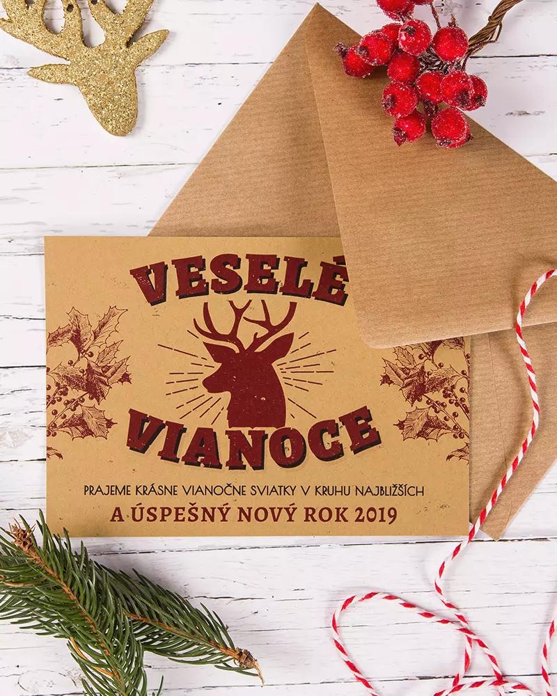 Vánoční pozdrav retro jelen 3/5