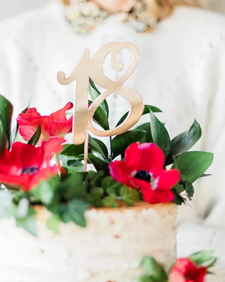 Zápich do narozeninového dortu 18 narozeniny, metalický zlatý 1/2