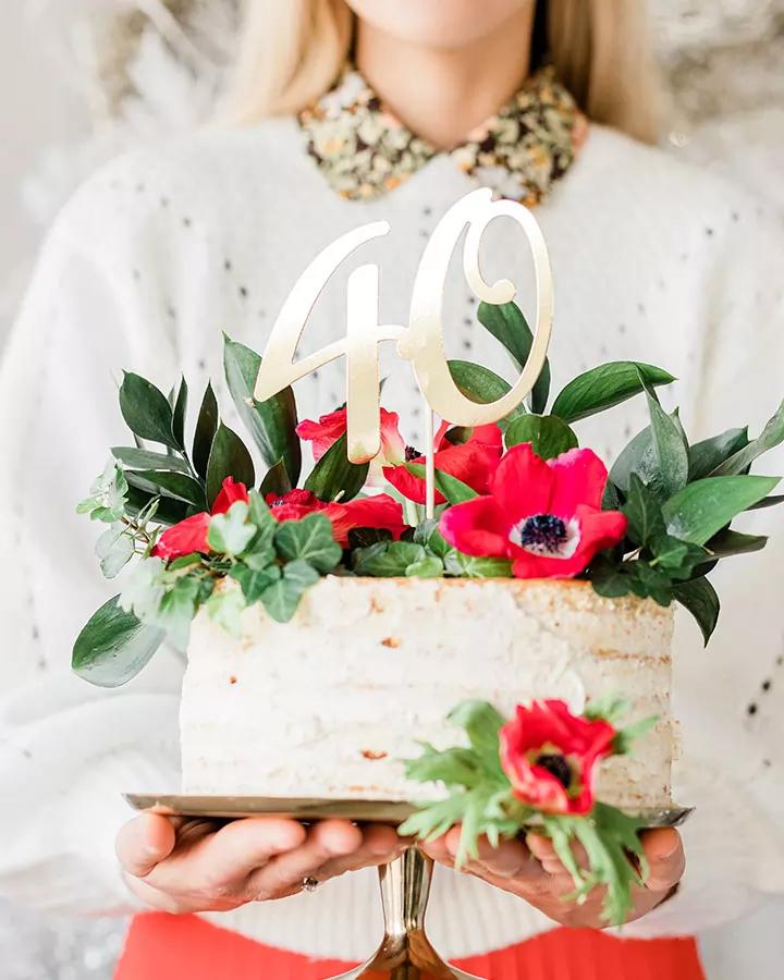 Zápich do narozeninového dortu 40 narozeniny, metalický zlatý 1/2