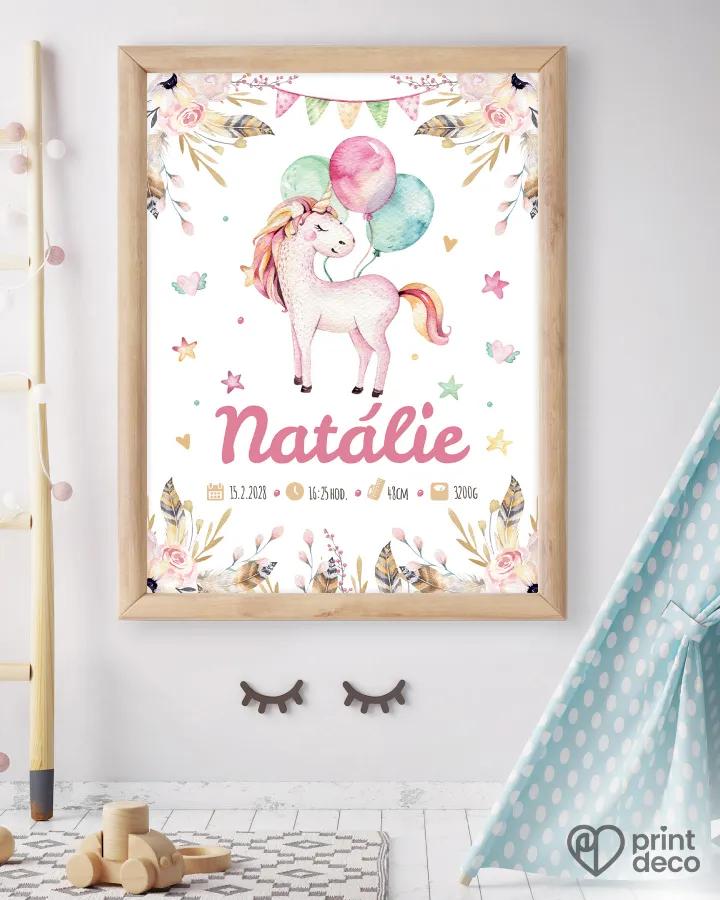 Dětský plakát s motivem jednorožce a balónků 1/2