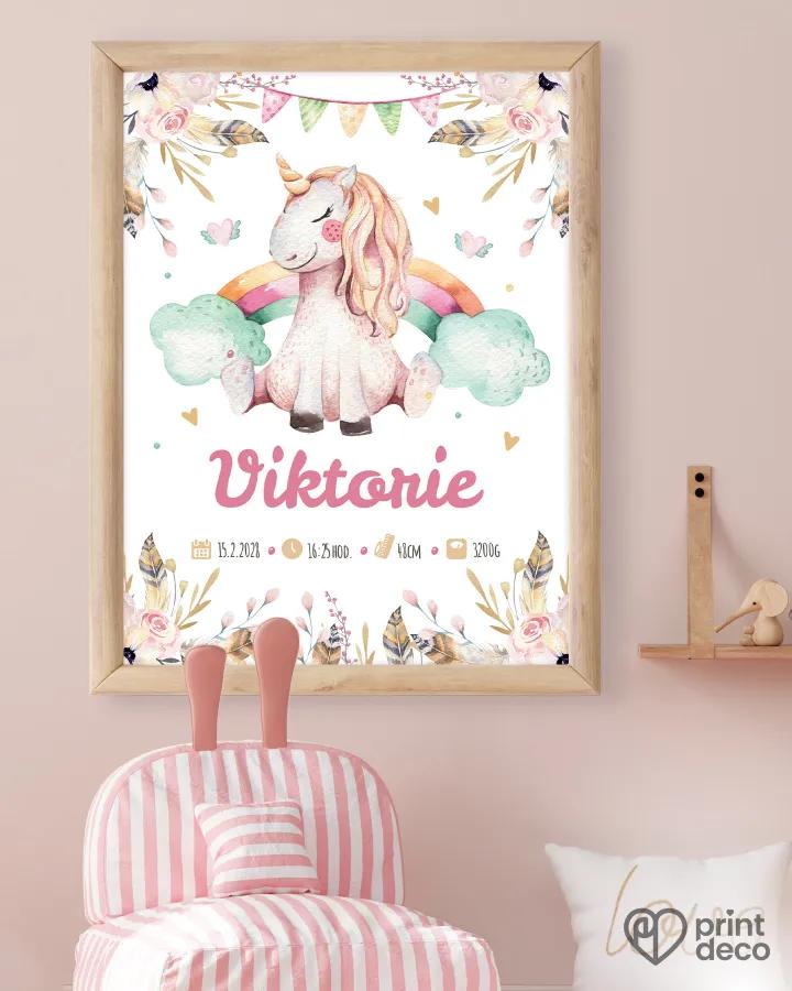 Dětský plakát s motivem jednorožce a duhy 1/2