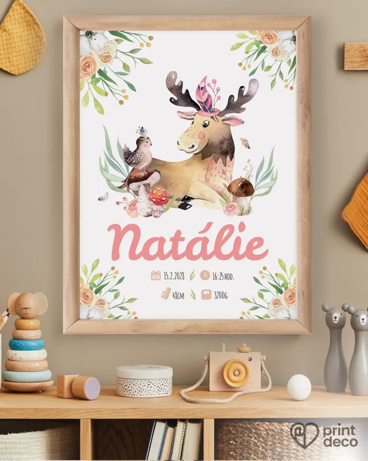 Dětský plakát s motivem losa a lesa 1/2