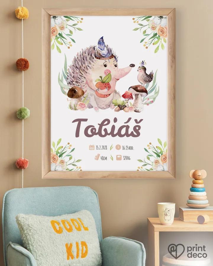 Dětský plakát s motivem ježka a lesa 1/2