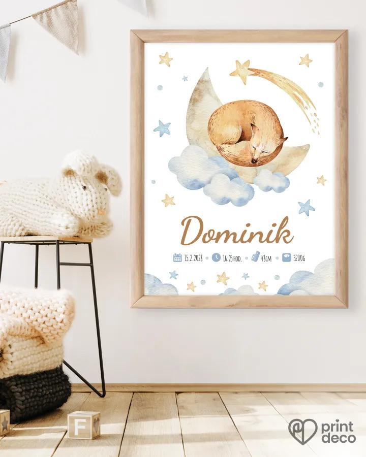 Dětský plakát s motivem spící lišky na měsíci 1/2