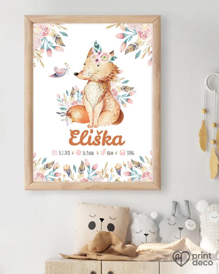 Dětský plakát s motivem lišky a květin 1/2