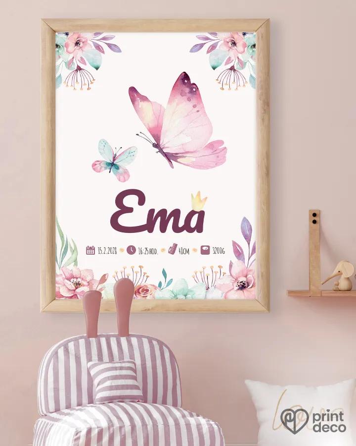 Dětský plakát s motivem motýlů a květin 1/2