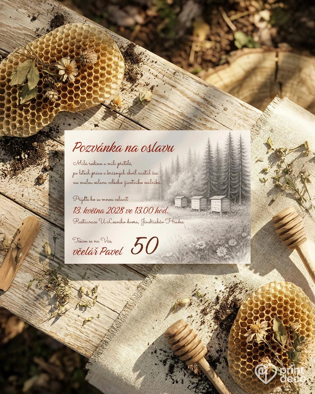 Pozvánka na narozeniny pro včelaře 21 1/2