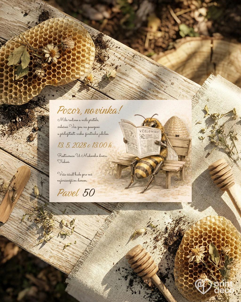 Pozvánka na narozeniny pro včelaře 25 1/2
