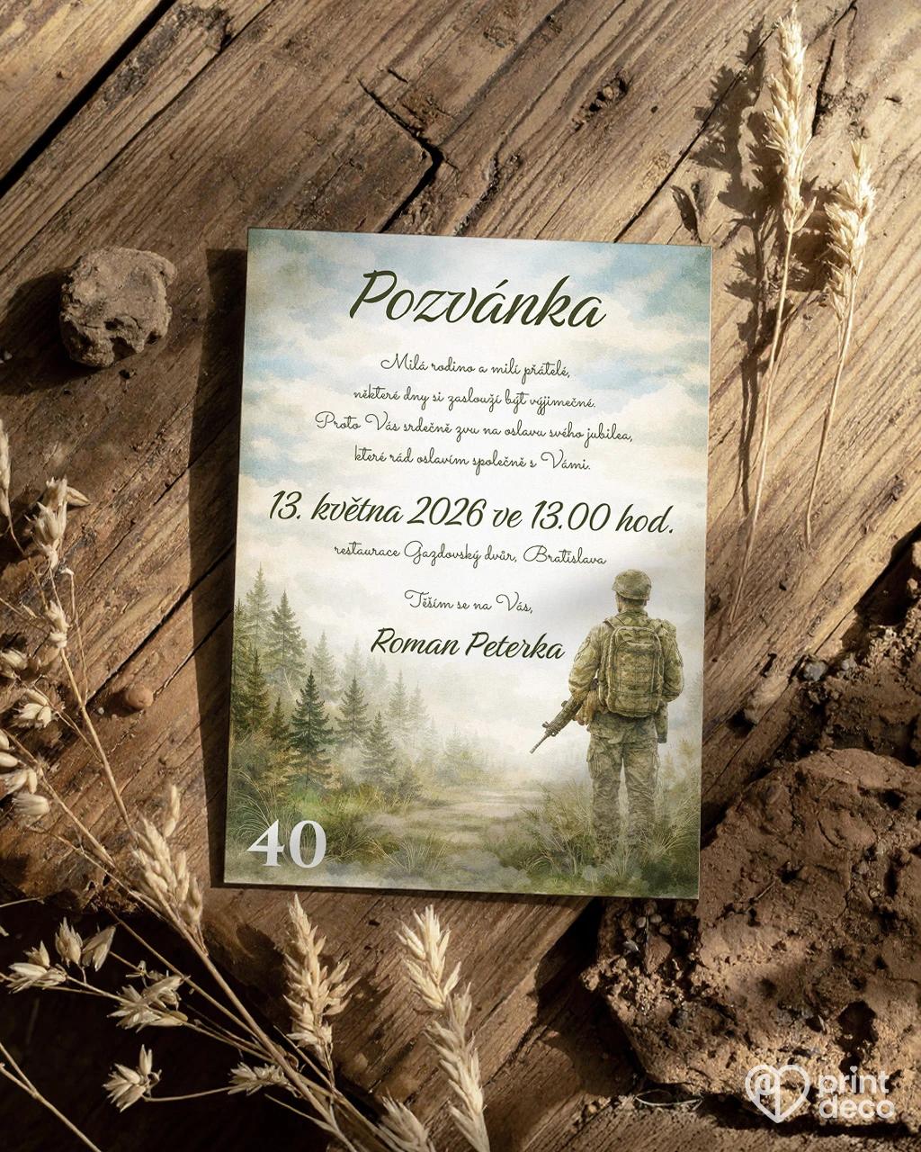 Pozvánka na narozeniny pro vojáka 02 1/2