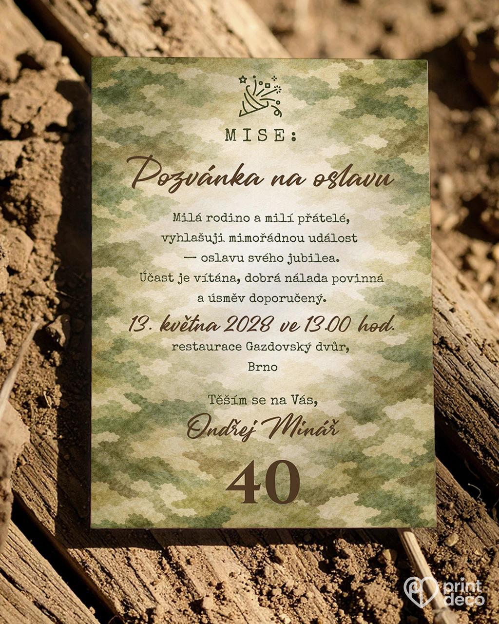 Pozvánka na narozeniny pro vojáka 03