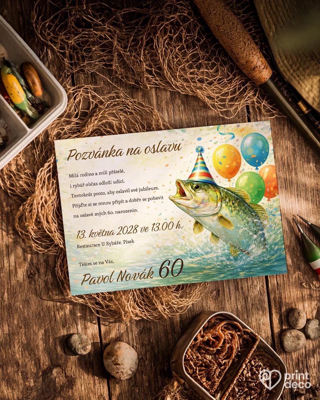 Pozvánka na narozeniny Rybář 08 1/2