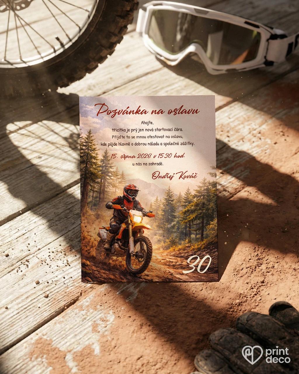 Pozvánka na narozeniny pro motorkářea 07 1/2