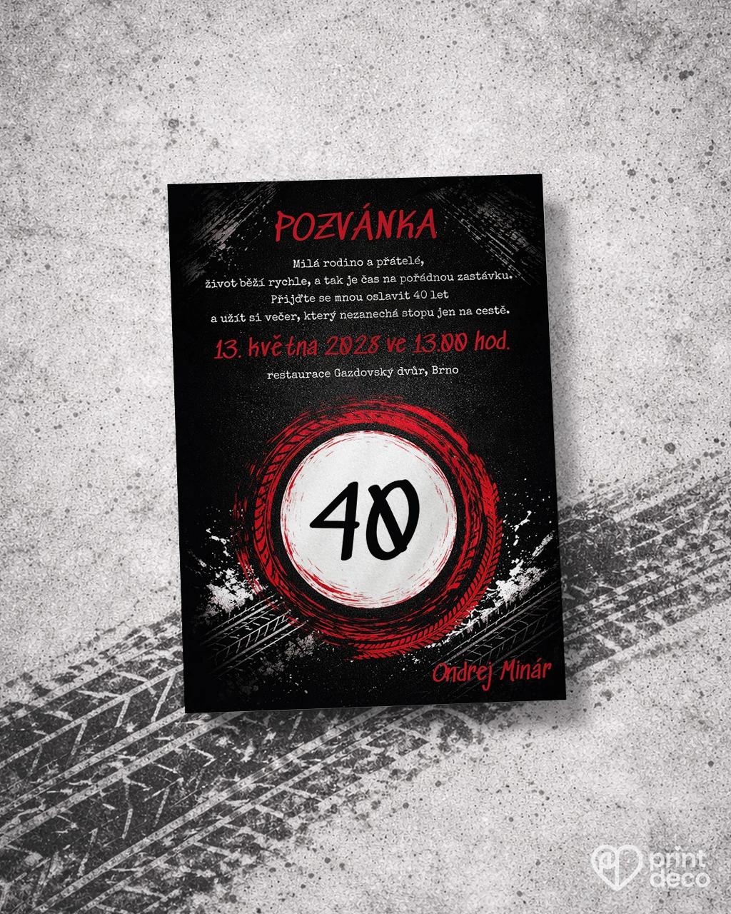 Pozvánka na narozeniny pro motorkáře 08 1/2