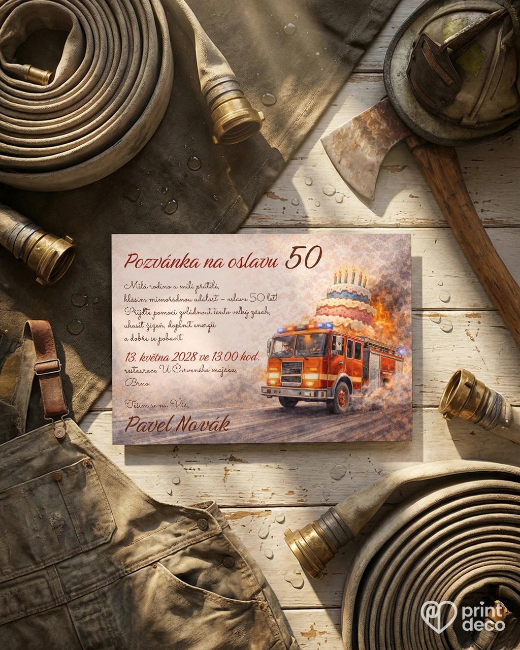 Pozvánka na narozeniny pro hasiče 03 1/2