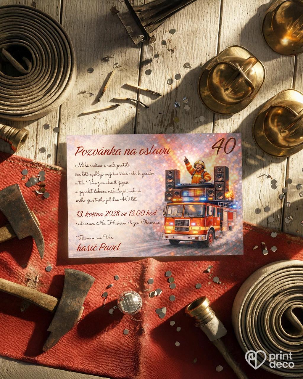 Pozvánka na narozeniny pro hasiče 04 1/2
