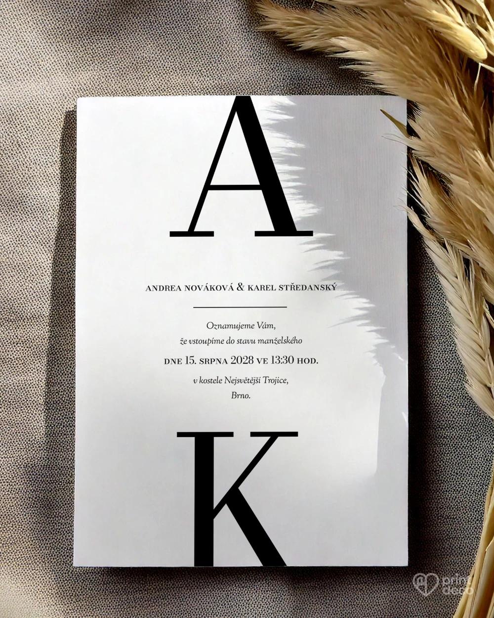Svatební oznámení – Elegantní monogram 0/2
