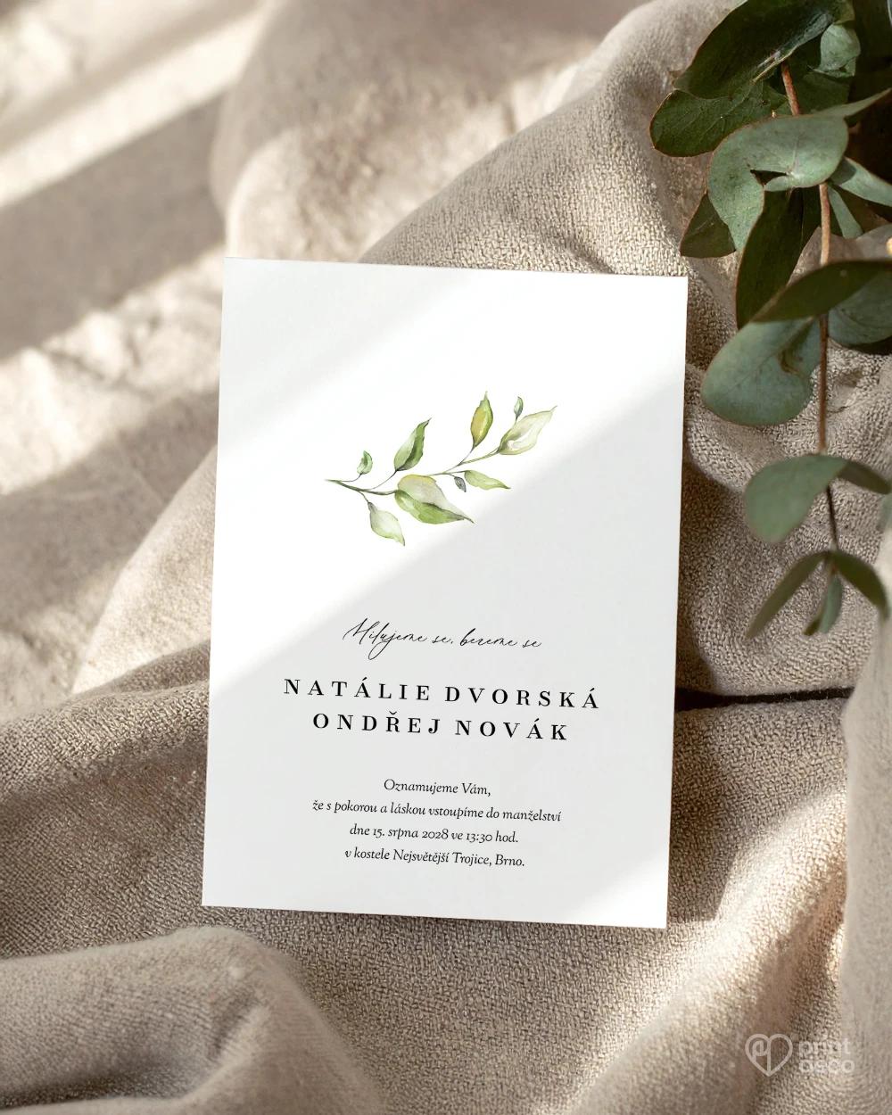 Svatební oznámení – Greenery IX 1/2