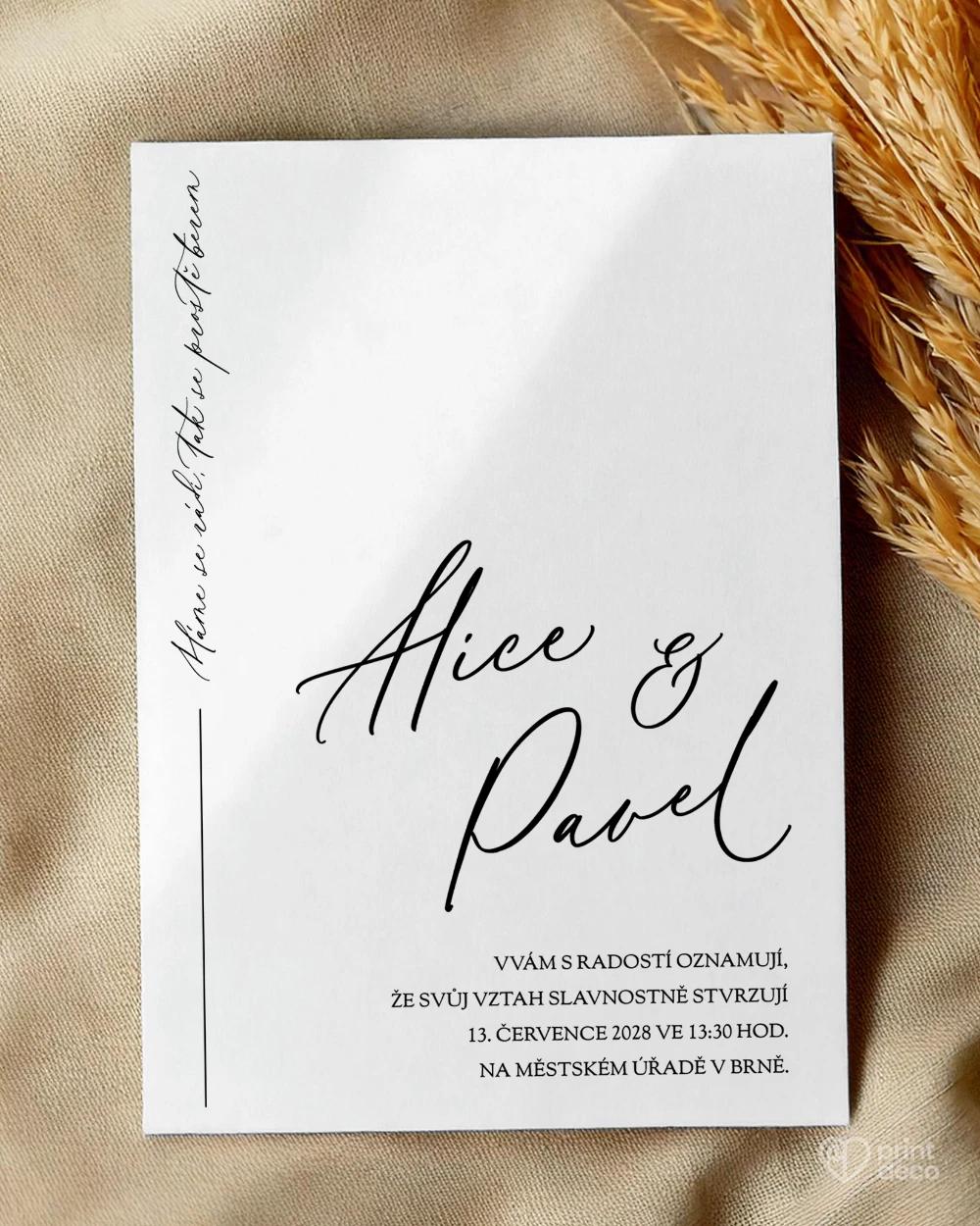 Svatební oznámení – Jedna linie II 0/2