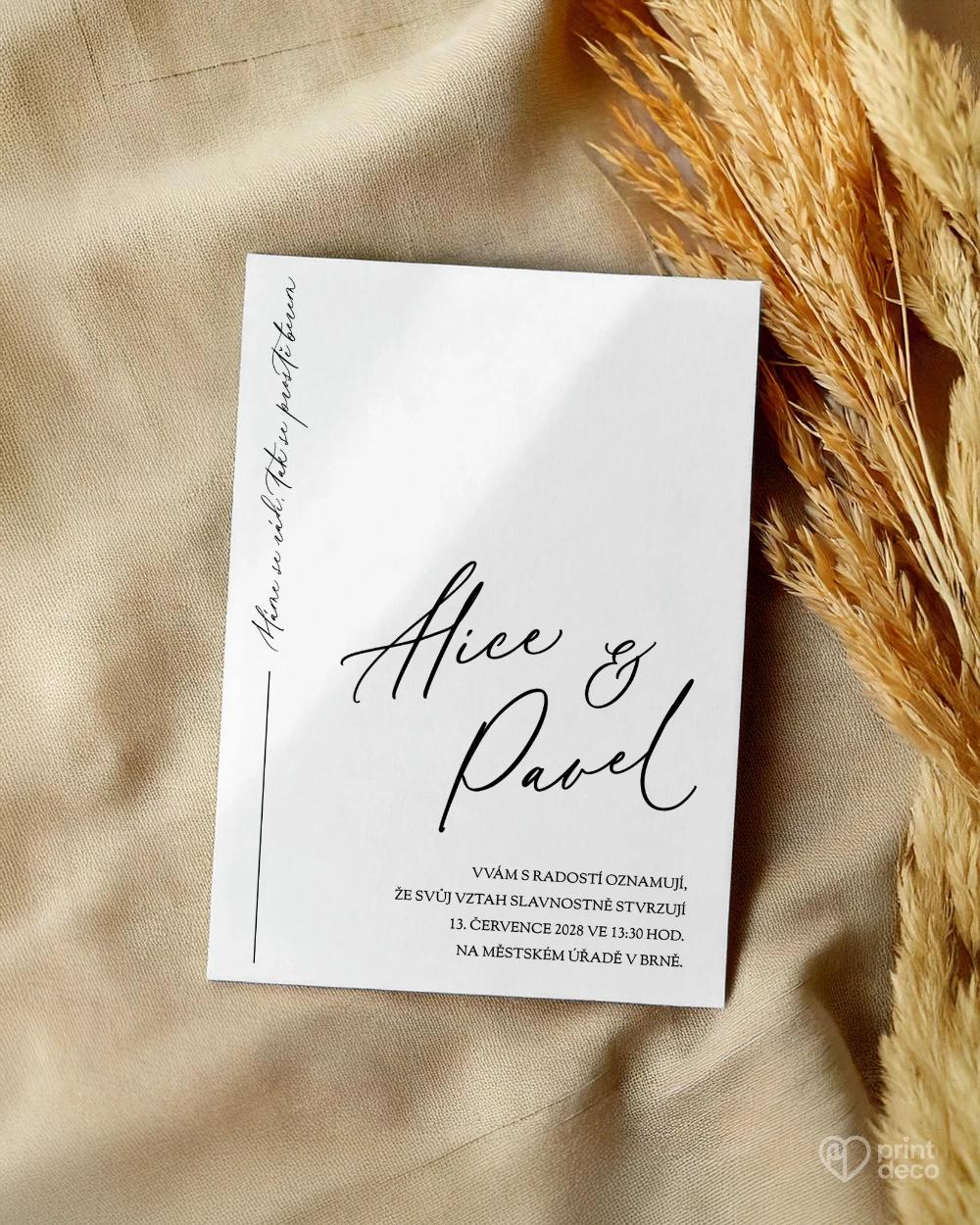 Svatební oznámení – Jedna linie II 1/2
