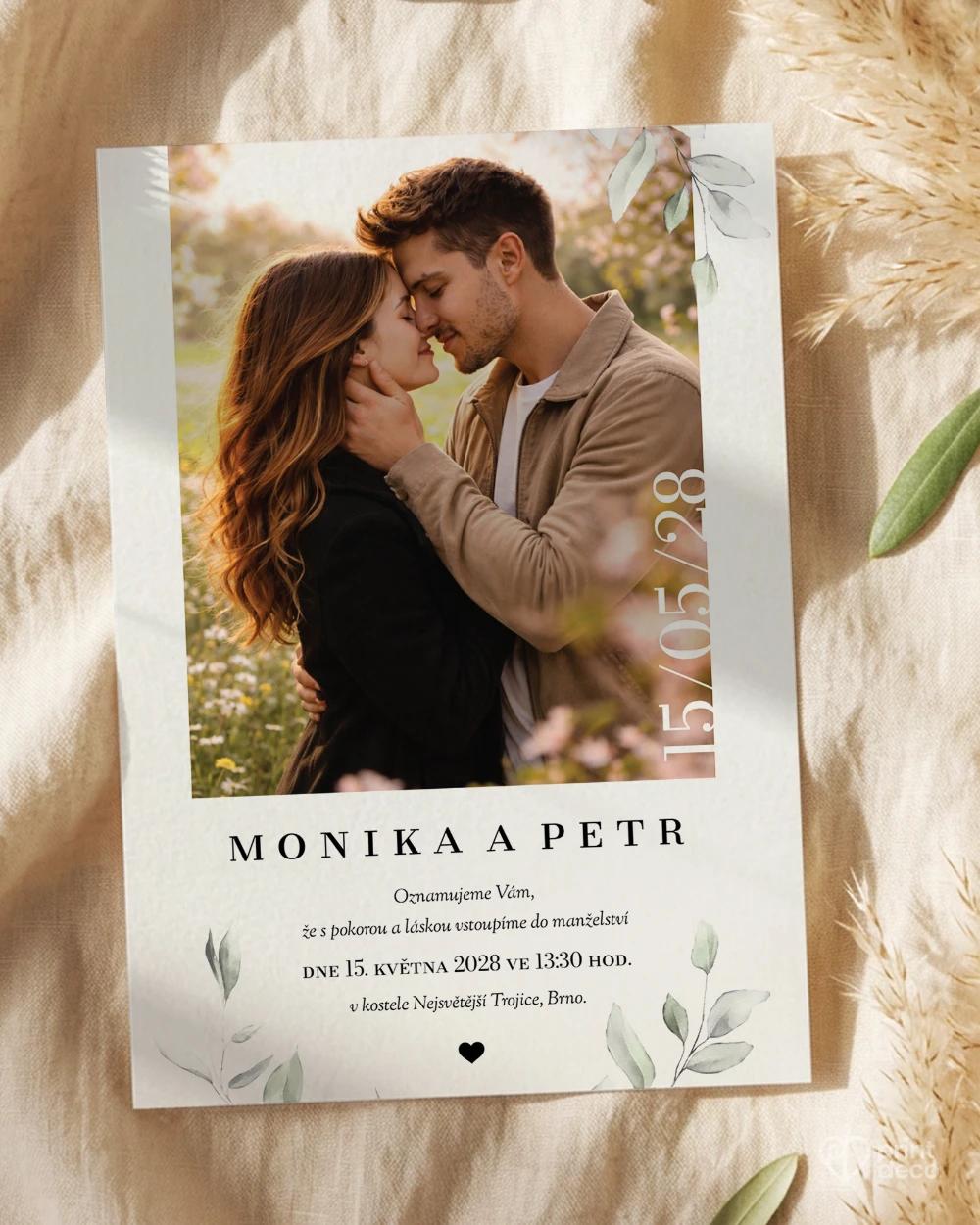 Svatební oznámení s fotografií – Zelená romance 0/2