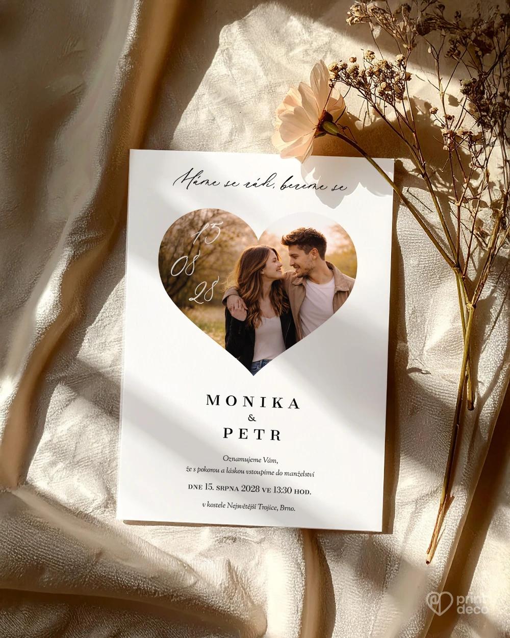 Svatební oznámení s fotografií – Jedno srdce III 1/2