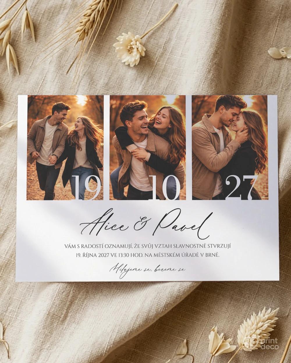 Svatební oznámení s fotografií – Náš příběh 0/2