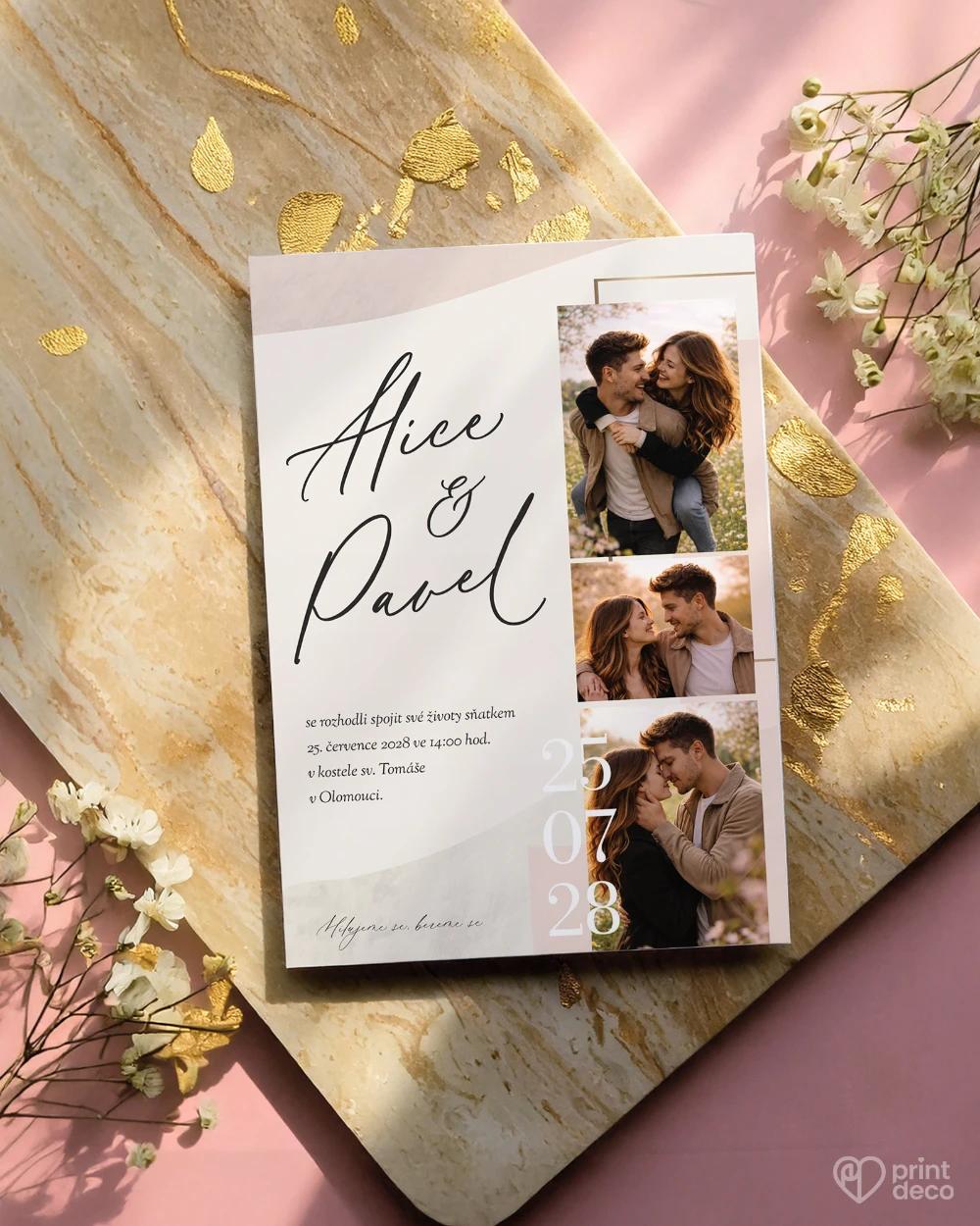 Svatební oznámení s fotografií – Náš příběh II 1/2