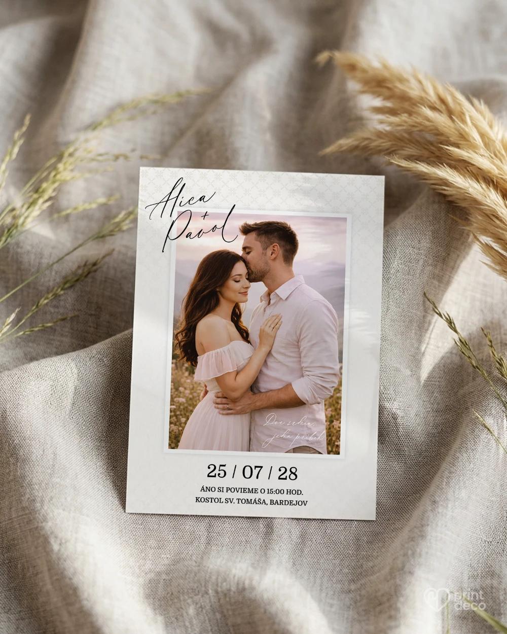 Svatební oznámení s fotografií – V jemném spojení 1/2