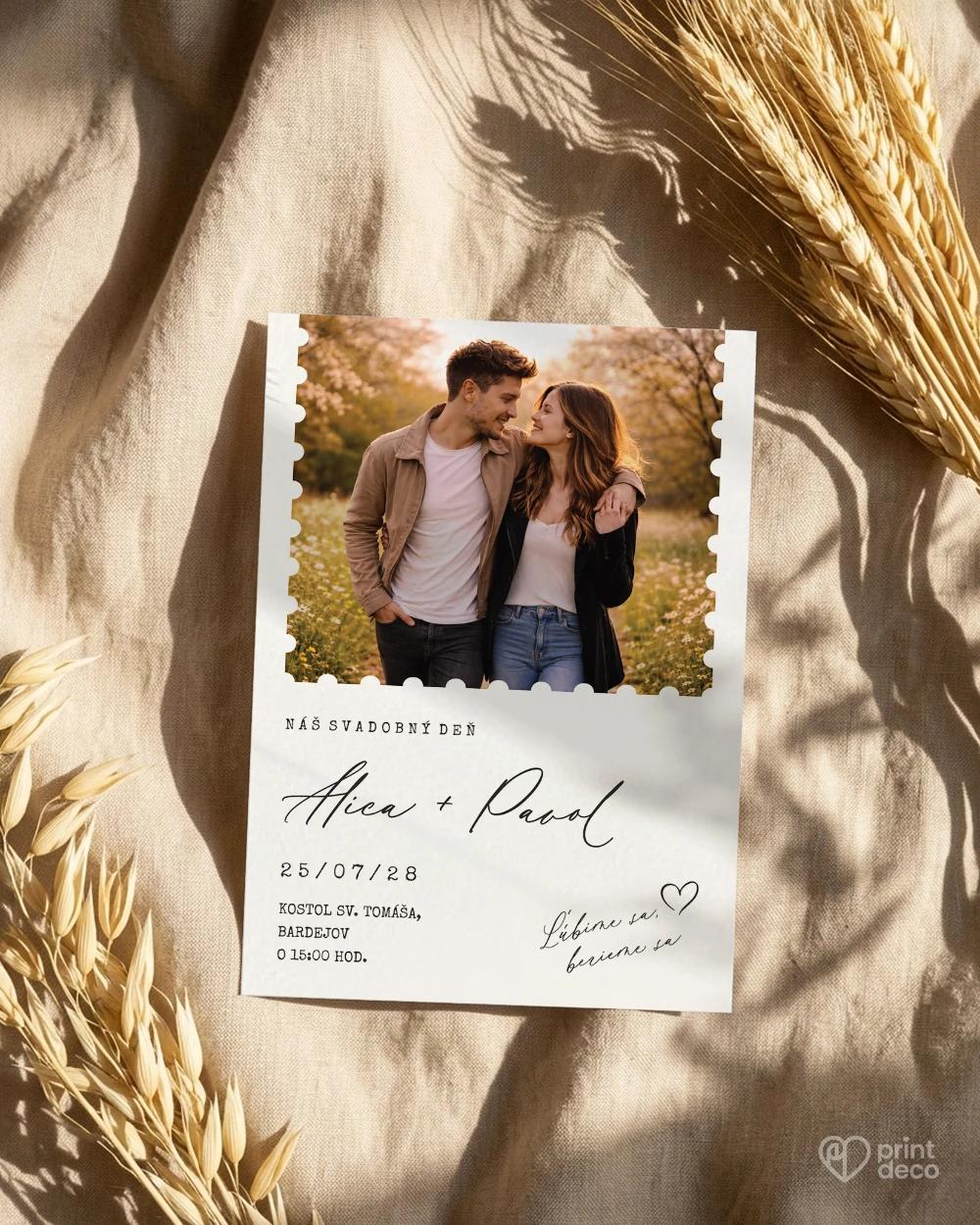 Svatební oznámení s fotografií – List lásky 1/2