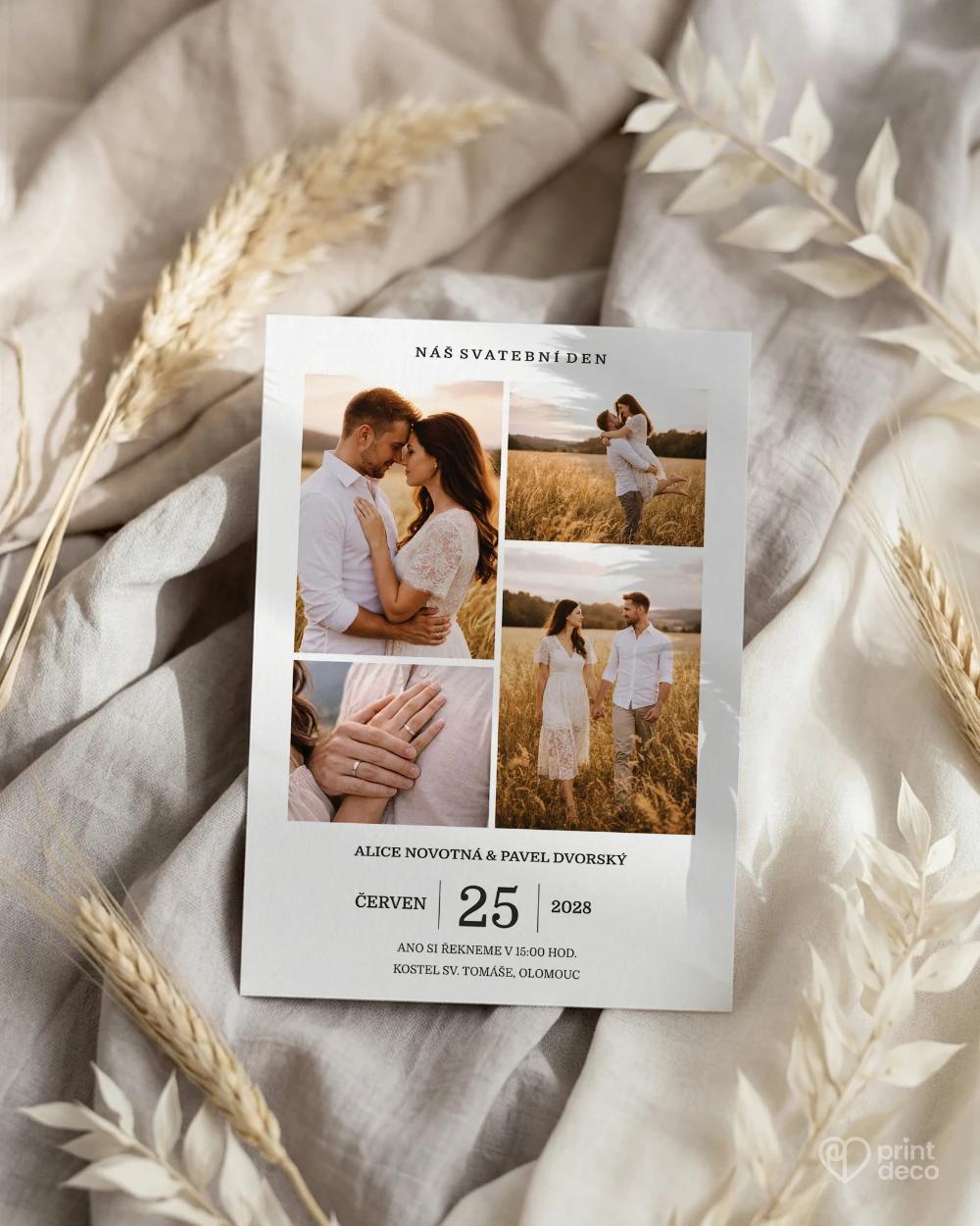 Svatební oznámení s fotografií – Náš příběh V 1/2