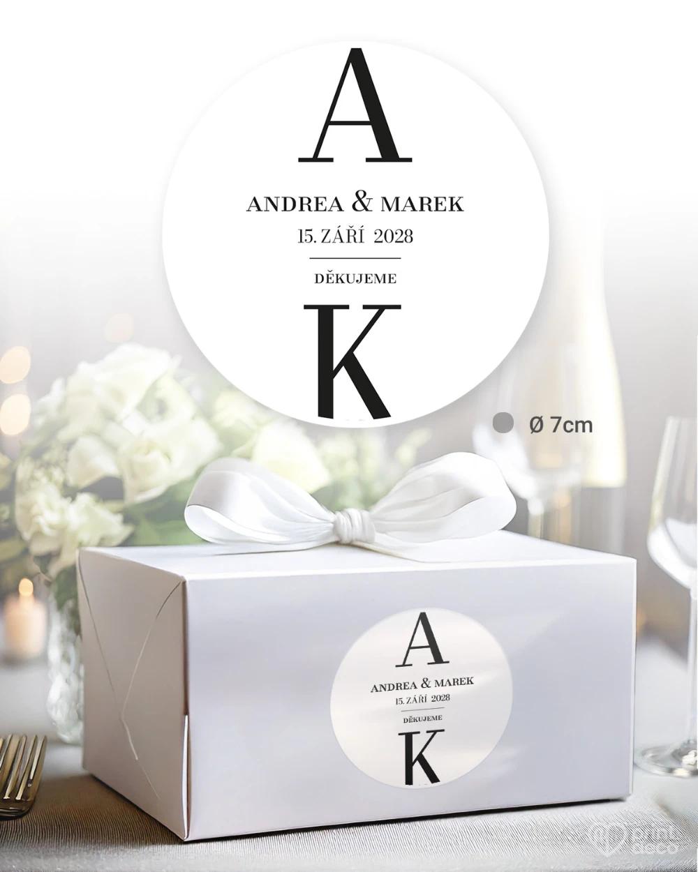 Svatební samolepky na výslužky Elegantní monogram 1/5