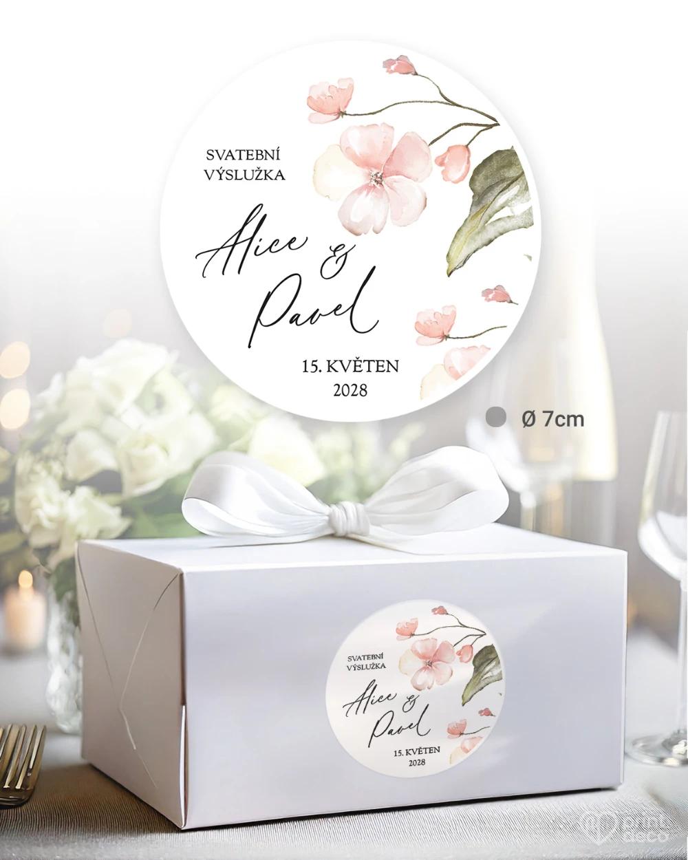 Svatební samolepky na výslužky Květinový slib II 1/5