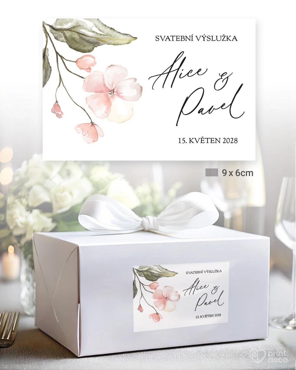 Svatební samolepky na výslužky Květinový slib II 2/5