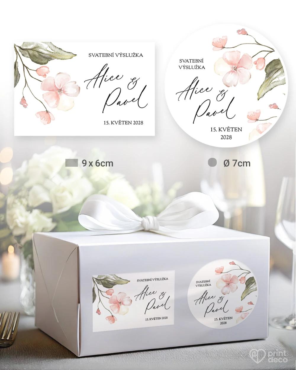 Svatební samolepky na výslužky Květinový slib II 0/5