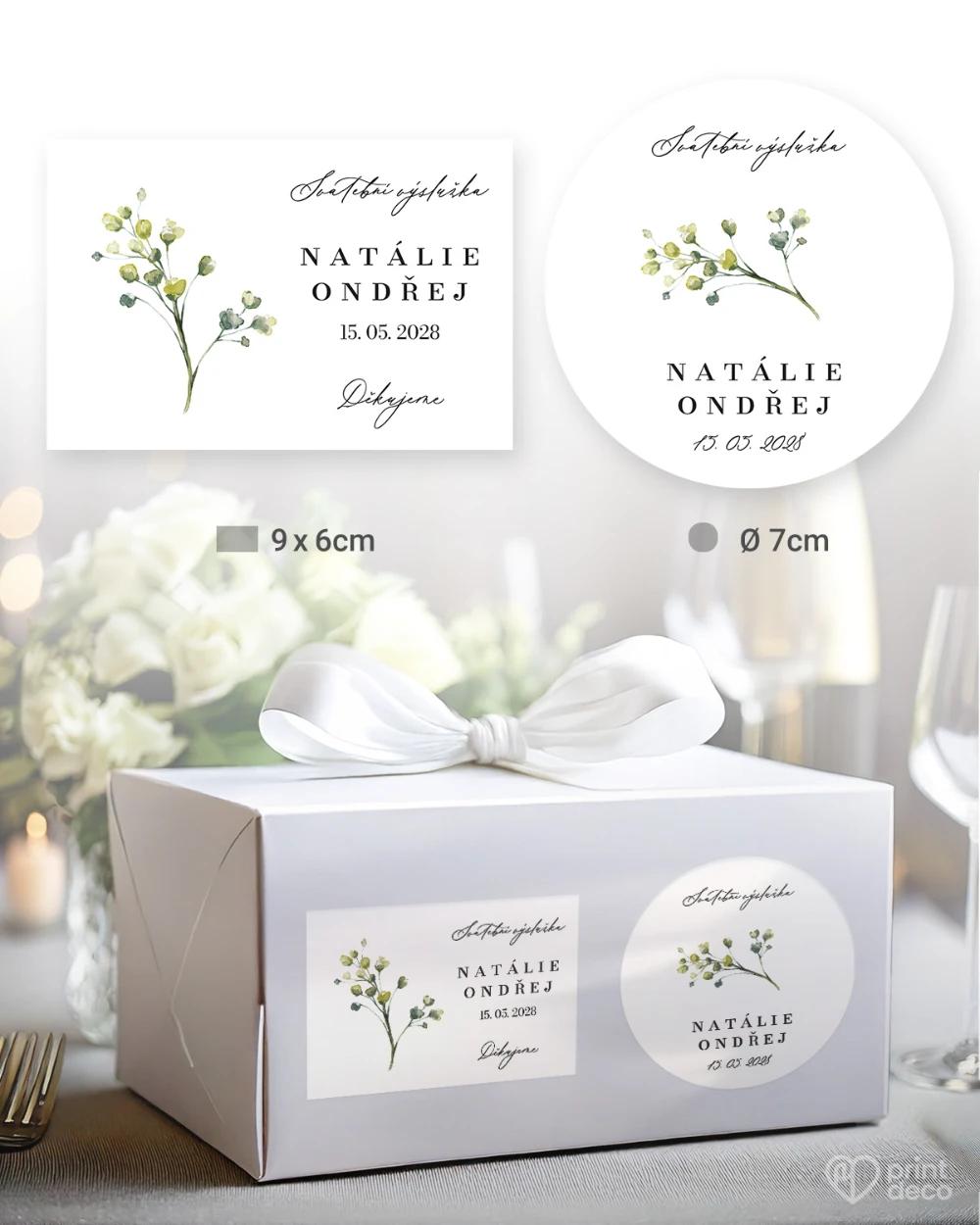 Svatební samolepky na výslužky Greenery VIII 0/5