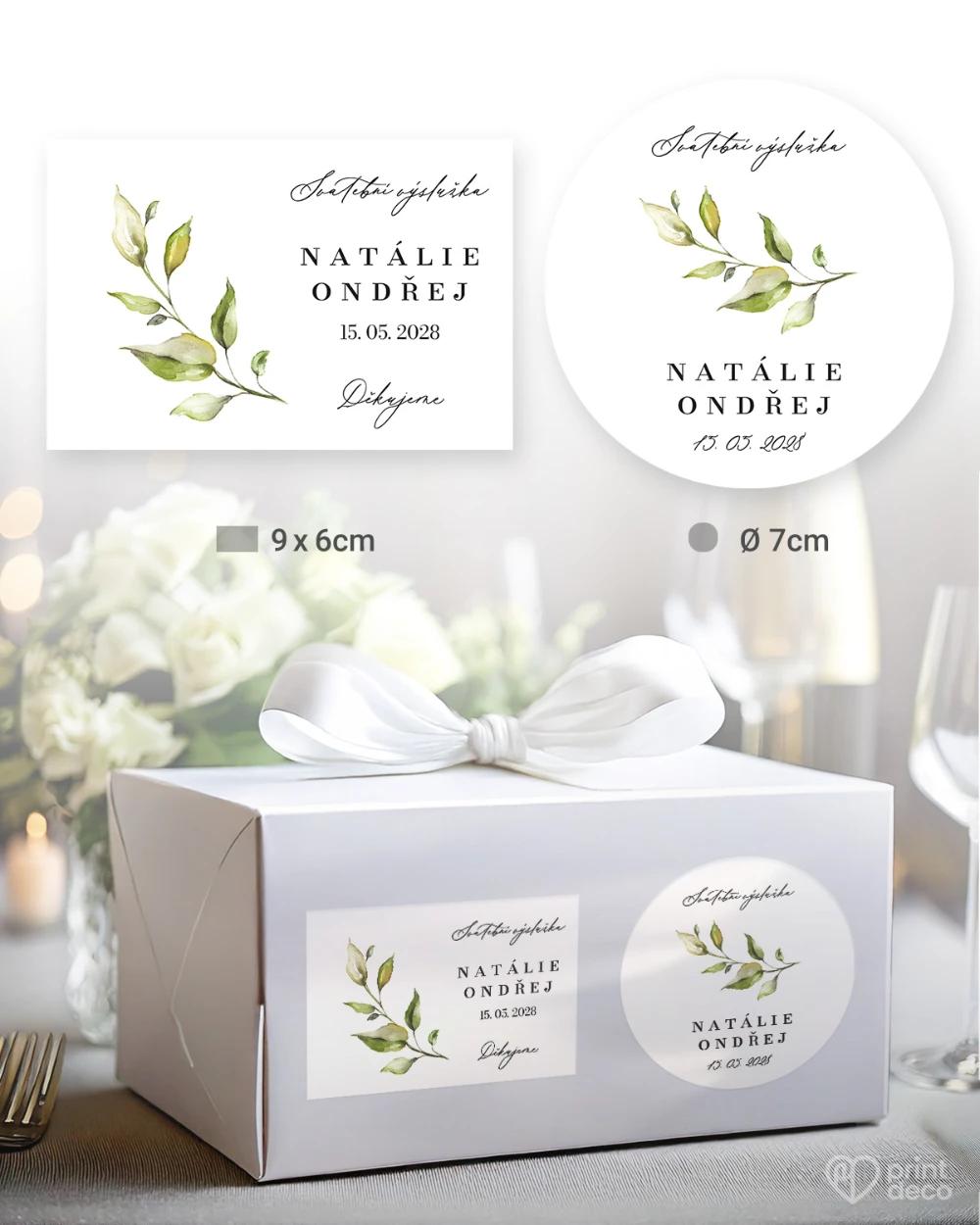Svatební samolepky na výslužky Greenery IX 0/5