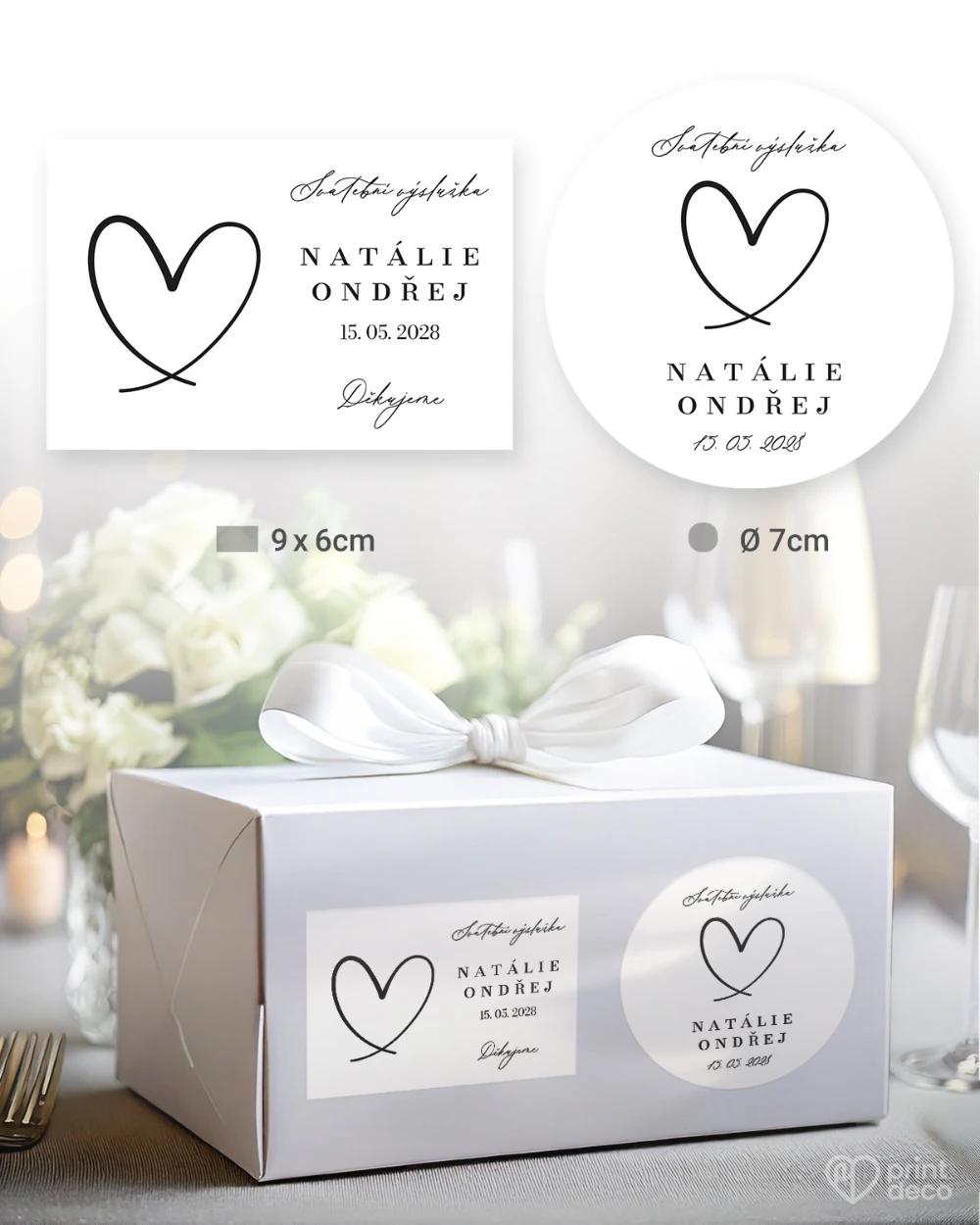 Svatební samolepky na výslužky Jedno srdce II 0/5
