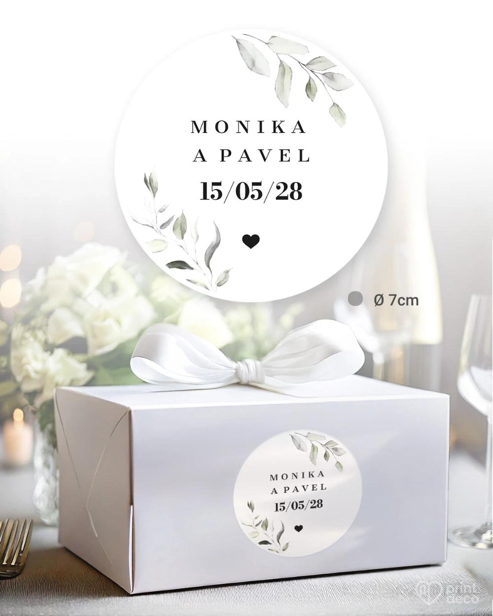 Svatební samolepky na výslužky Zelená romance 1/5