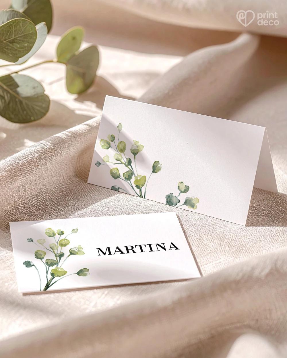 Svatební jmenovky – Greenery VIII 1/2